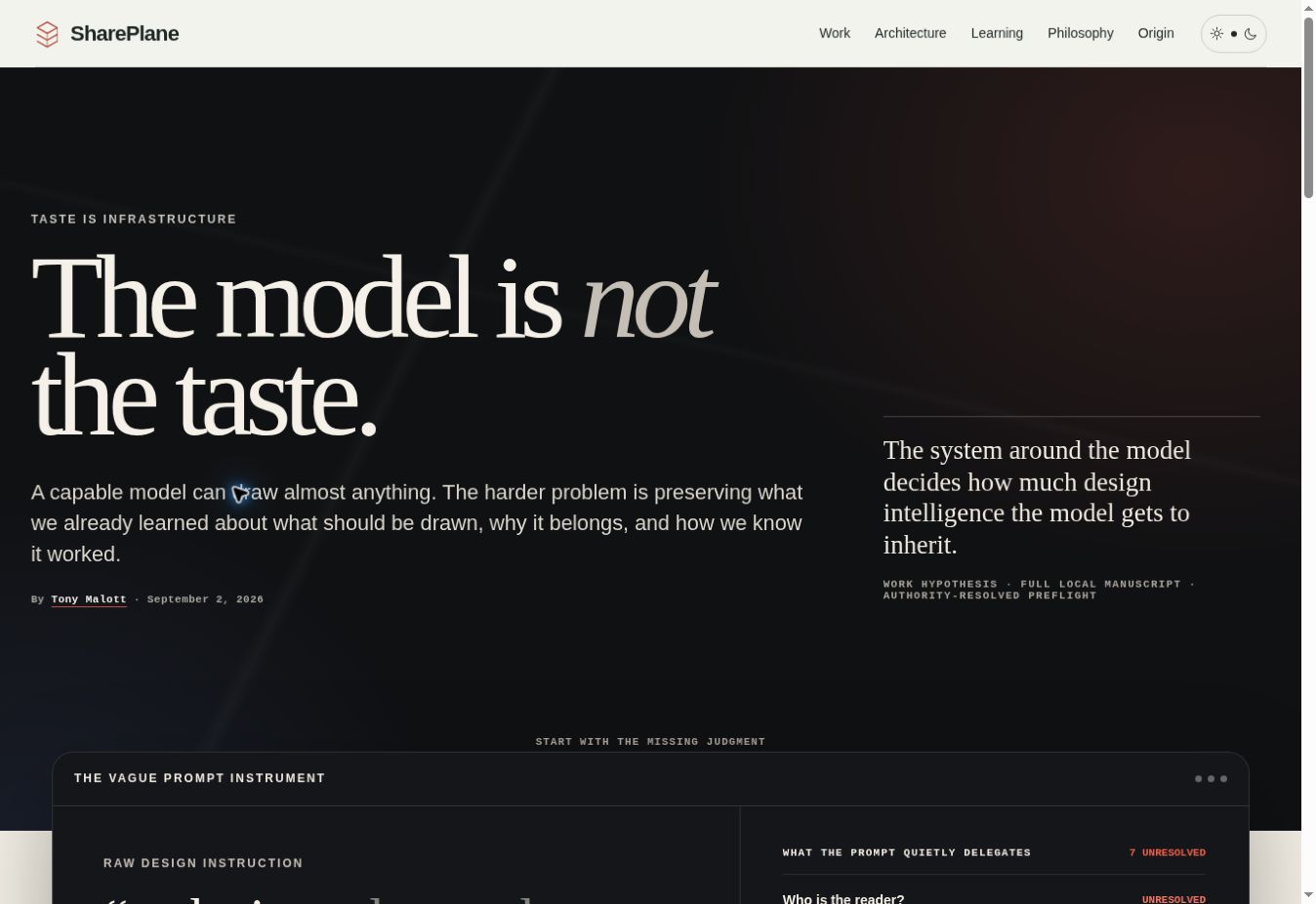 Taste Is Infrastructure in its original presentation